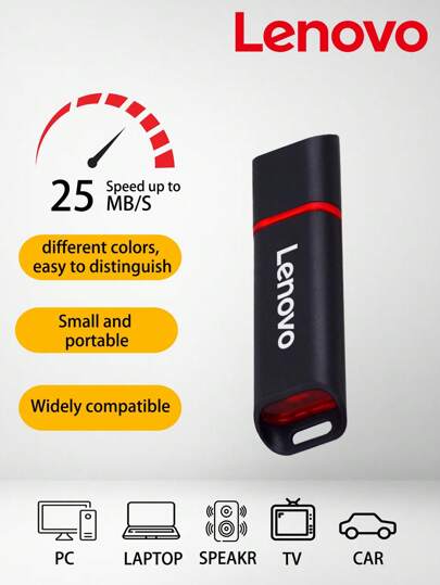 Lenovo Chiavetta USB 4 GB SS160 in metallo, vera capacità di memoria, memoria flash ad alta velocità, pendrive nera per PC