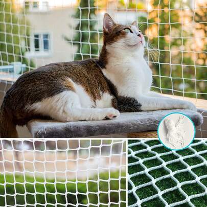 3.3ft X 10ft White Outdoor Decorative Fencing - Jute Rope Net, Wall Decor, Pond Surround, Pet Balcony Net, Fall Protection Net, Site Perimeter Netting, Staircase Railing Divider, Toy/Cargo Organizer. Includes 16ft Installation Rope. New For Spring/Summer 2025. Sturdy Polyester Sports Net, Reusable, Easy Install & Trim, No Odor