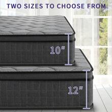 New 10/12 Inch Twin TwinXL Full Queen King Memory Foam Hybrid Mattress With Ergonomic Individual Springs, Medium Soft, Spine Soothing For All Ages