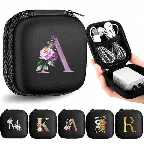 1pc Cable Organizer Box, Casual Style, Mini Portable Charger And Accessory Storage Case For Travel, Ideal For Headphones, Data Cables, And Chargers