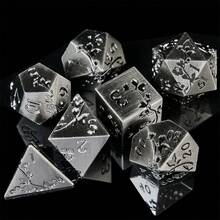 7pcs Metal Flower Dice, Heavy-Duty Polyhedral Dice Set, Suitable For , RPG, Tabletop Role-Playing Games, Christmas, Thanksgiving, Birthday Gift - Multicolor - View 8