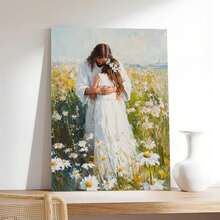 Pintura póster de arte de pared cristiano de Jesús abrazando a una mujer, impresiones de arte de Jesús LDS, arte bíblico de Jesús con una mujer, arte de pared de Jesús, póster de lienzo cristiano - Beis - Ver 1