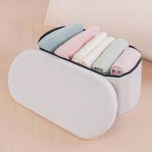 Folding Ottoman Storage Bench,Boucle Footstool Oval, End Of Bed Stool, Ideal For Living Room, Bedroom, 100L Storage Space,White - White - View 4