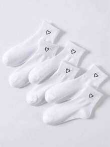 8 Paar Damen Knöchelsocken mit Herz Muster, schwarz/weiß/grau