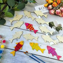 12/24 Pcs Unfinished Wooden Fish Shape Paper Cutting DIY Crafts - Hanging Decorations For Festivals, Weddings, Birthday Parties - Unique Fish-Shaped Tags, Gift Tags, Home Decor, Party Supplies
