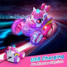 360° Unicorn Small Remote Control Stunt Car, 4WD Stunt Spin Remote Control Car, Double-Sided Remote Control Car With LED Lights, 2.4GHz Electric Toy Car, Christmas Birthday New Year Gifts - Multicolor - View 11