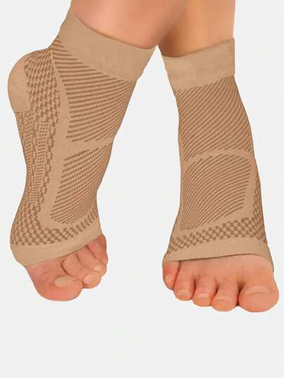 1pc Women Sports Ankle Support Compression Sock, Foot Arch Plantar Fasciitis Ankle Sleeve Swollen Ankle Protector, Suitable For Daily Wear