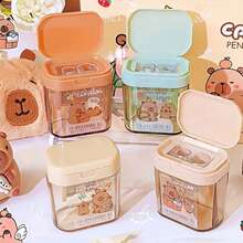 4pcs/2pcs/1pc 水豚造型卷笔刀 创意可爱卡通双孔卷笔刀 手持式卷笔刀 文具 礼物 奖品 卡通可爱双孔卷笔刀 高品质 小学生专用卷笔刀 拉起盖双孔卷笔刀 小型便携式卡通卷笔刀 学校用品 返校 学校必需品