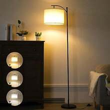 Lámpara de pie para sala de estar, Lámpara de pie moderna con visualización ajustable, 3 colores interruptor de pie moderna de lectura de piso de poste alto para recámara, para sala de estar. light - Negro - Ver 1