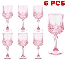 1/3/6/12/24 pièces Verres à vin en plastique réutilisables vintage gaufrés, coupes à champagne robustes, verres à jus convenant pour les fêtes et les mariages
