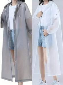 半件装长款EVA男女通用雨衣，加厚防水雨衣，男女通用带帽雨衣，防水、防风、速干、透气 - 非常适合骑行、徒步旅行和户外探险，返校用品，春夏必备，伴娘礼物，房间装饰，卧室装饰，海滩，旅行，男士，女士，度假，可爱小物，母亲节礼物，卧室装饰，花园，厨房装饰，夏季，海滩，旅行必备，房间装饰，软萌，毕业季 - 彩色 - 查看 3