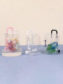 Minimalist Mini Wheeled Storage Box, Transparent Mobile Jewelry Box, Desktop Earring & Hair Accessory Organizer - Luggage Storage Box - View 6