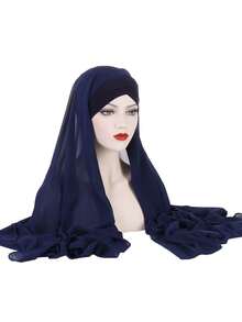 1pc Women's Solid Color Minimalist Chiffon Scarf, Fashion Headband Turban, Versatile, Breathable, Comfortable Lightweight Hair Wrap - Multicolor - View 5