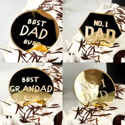1PC/3PCS Dad Cake Topper Set - Rustic Wooden Father's Day Gift & Cake Decor For Birthday,For Grandad Day Gift , BBQ Parties & Man Cave Celebrations (Perfect Gift Accessory For Dad) Gift For Dad, Father's Day Gift Accessories,Cake Topper Gift For Dad