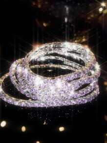 Conjunto de 5 pulseiras com cristais roxos brilhantes, conjunto de pulseiras com tema de festa noturna para mulheres, presente elegante
