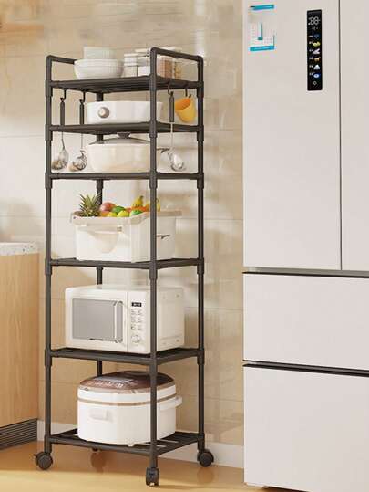 1pc Simple Home Storage Rack, Multi-Layer Floor Standing Bookshelf For Kitchen, Microwave, Balcony, Living Room, Bedroom