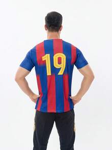 SURUIDA 1pc Barcelona #19 Men's Soccer Jersey, Professional Sports Football Shirt, Comfortable For Match, Casual, Team Sports, Short Sleeve Top - Blue - View 4