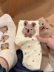 5 Pares de Meias Fofas e Caricatas 3D para Mulheres, Meias Leves de Tornozelo Estilo Cartoon Japonês para Verão