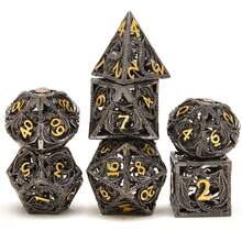 7pcs/Set Hollow Dragon Metal Dice Set - Lightweight Polyhedron Shape, Suitable For Role Playing Games, Board Games And Card Games - Multicolor - View 6