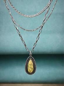 1pc Vintage Style Turquoise Inlay Necklace Chain For Women