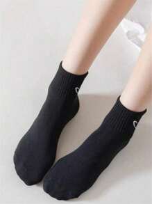 8 Paar Damen Knöchelsocken mit Herz Muster, schwarz/weiß/grau