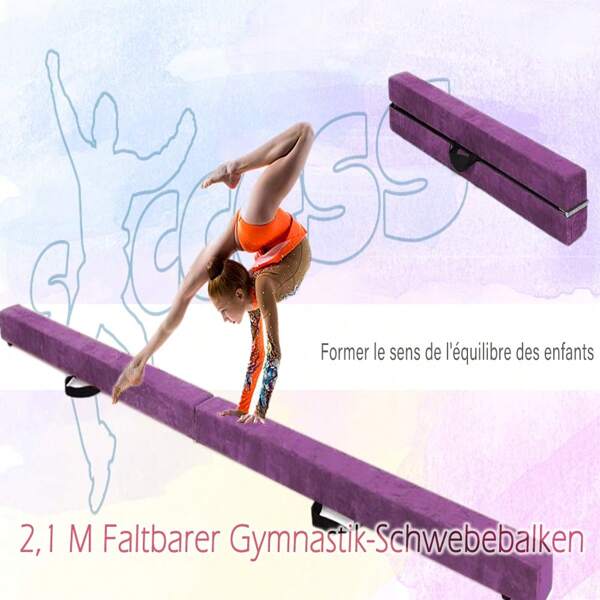 Woosien Woosien® 210 cm Kunstturnbalken für Zuhause, faltbares Turngerät mit rutschfesten Polstern, Schwebebalken für Mädchen und Jungen, platzsparend