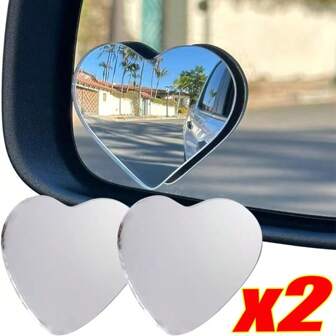 2 pièces Miroirs latéraux larges universels Angles morts Miroirs convexes en forme de cœur Rétroviseur latéral Facile à installer pour voiture