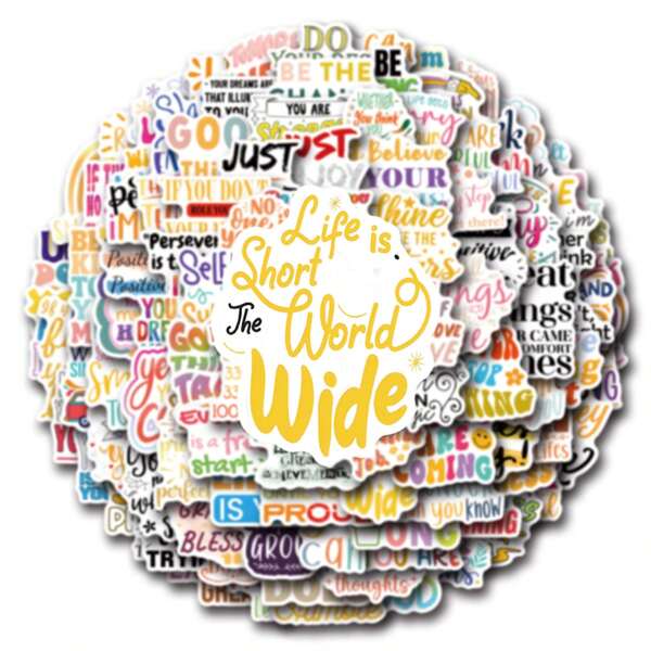 102Pcs Inspirational Stickers Vinyl Aesthetics Stickers Scrapbooking, Diary, Bumper, Skateboard, Water Bottle, Cartoon, Hard Hat, Car Stickers And Decals