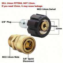 2/8pcs High Pressure Washer Adapter Set, Quick Connect Kit With Metric M22 Female Swivel To 3/8'' Quick Connect, Male Fitting, 3/4" To Quick Release For Garden Tool