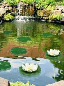 1/2Pcs Realistic White Simulated Lotus Flowers, Artificial Lotus Flowers With Green Leaves, Artificial Floating Pool Flowers, Durable Plastic Fake Water Lilies.Suitable For Wedding Decor, Home Decor, Living Room Decorations, Room Decor, Flower Arrangements In Vases, Photography Props, Outdoor Decor, Garden Decor, Pond Decor And Party Decor, Floating In Flower Ponds, Pond Plant Decorations, And Water Decorations For Ponds And Aquariums. - White - View 8