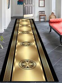 1pc Gold Metallic Rectangular Decorative Carpet, Suitable For Living Room, Bedroom, Entryway, Kitchen, Staircase, Hallway, Corridor, Hotel Use, Home Decor, Outdoor Mat, Garden Mat