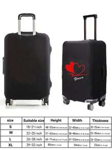 Customized Name Letter Pattern Luggage Protective Cover Dust Cover Anti-Scratch Protective Cover, Black Elastic Luggage Cover Suitable For 18-32 Inch Fashion Trolley Case Thickened Elastic Dust Bag Travel Accessories