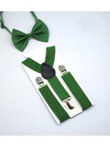 3 件套儿童中性纯色 Y 型背带和领结套装，适合 1-10 岁儿童，适用于婚礼、派对、生日、圣诞节、万圣节、学校活动以及男孩和女孩的日常穿着 - 彩色 - 查看 9