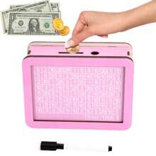 1 pièce Tirelire en forme de signe du dollar DIY, boîte à monnaie en bois rose et bleue, réutilisable et inscriptible. Convient pour les pièces et les billets, plan d'épargne, cadeaux pour garçons et filles