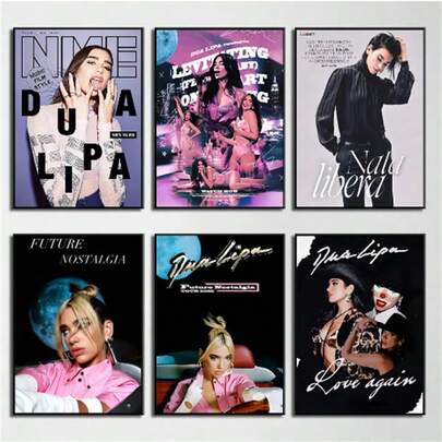 1 pièce Affiches avec cadre optionnel Art mural Pop Singer D-Dua L-Lipas Cool. Affiche en papier imperméable pour décoration murale de maison de café, bar. Art mural avec cadre