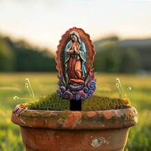 1 pieza Retrato religioso acrílico plano 2D de Nuestra Señora de Guadalupe, decoración de jardín, adorno paisajístico, regalo festivo