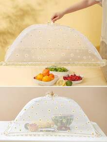 1 pieza Cubierta de malla plegable para alimentos, red de protección reutilizable y portátil contra insectos para paraguas protector de alimentos para verduras y cubiertas de mesa, adecuado para camping o restaurantes, cubierta de comida de fiesta extraíble y lavable, diseño de malla transparente - Multicolor - Ver 8