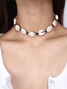 New Natural Shell Necklace Bracelet Set, Hawaii Style Fashion Versatile Handmade Jewelry Set - Black - View 4