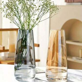 Elegante jarrón de vidrio de unicolor, adecuado para la decoración del hogar y la oficina - Diseño cilíndrico multiusos, aplicable para la sala de estar, el dormitorio, el estudio - Ideal para arreglos florales, regalo de cumpleaños o graduación