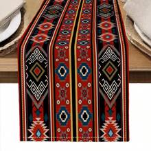 1 Stück Tischläufer mit geometrischem Muster, 4 Stücke Platzsets mit geometrischem Muster, geeignet für Feiertage, Partys, Geburtstage, Abendessen, Küchen- und Esszimmer-Dekoration, für alle Jahreszeiten verwendbar, Heimtextilien Tisch-Dekoration