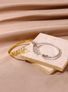 1 Pc Fashion MAMA Letter Bracelets For Women Gold Color Stainless Steel Heart Bracelet Mother's Day Jewelry Gift