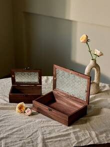 Cirelle 1 hộp đựng đồ trang sức bằng gỗ màu nâu, tủ trưng bày đồ cổ có ngăn kéo, hộp đựng đồ để bàn theo phong cách Bắc Âu (bề mặt cắt hoa văn bằng kính không cố định), Rama Comfort Home, Cozy Home, quà tặng Ngày của Mẹ, quà tặng tân gia, đồ trang trí B&B, sử dụng khi trở lại trường - màu nâu - Xem 2