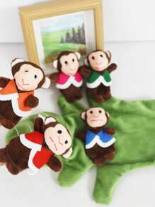 hoojojo Set de 6 títeres de dedo, con diseño de mono, títeres miniatura, títeres lindos, accesorios interactivos, para juego de roles, reuniones familiares, actuaciones divertidas, eventos escolares, fiestas, festivales, regalos.