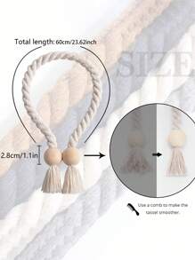 1pc/2pcs Rope Style Double Wood Tassel Curtain Tieback, Magnetic Tie Holder, Various Colors Available, For Curtain Fixing And Gathering Gifts Birthday Graduation