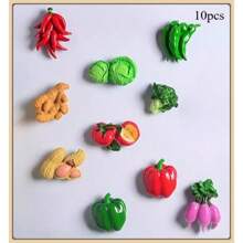 1pc/3pcs/4pcs/5pcs/5pcs-1/6pcs/6pcs-1/7pcs/8pcs/9pcs/10pcs/10pcs-Style 1/10pcs-2/11pcs New Cartoon Fruit & Vegetable Design Magnetic Resin Refrigerator Stickers, Nature Style Magnetic Refrigerator Stickers, Cute Decorative Piece, Office Desk Decor, Personalized Accessory For Fridge, Whiteboard, Storage Cabinet, Dishwasher, Kitchen Decor, Home Decor, Valentine's Day Gift, Gift For Friends & Family