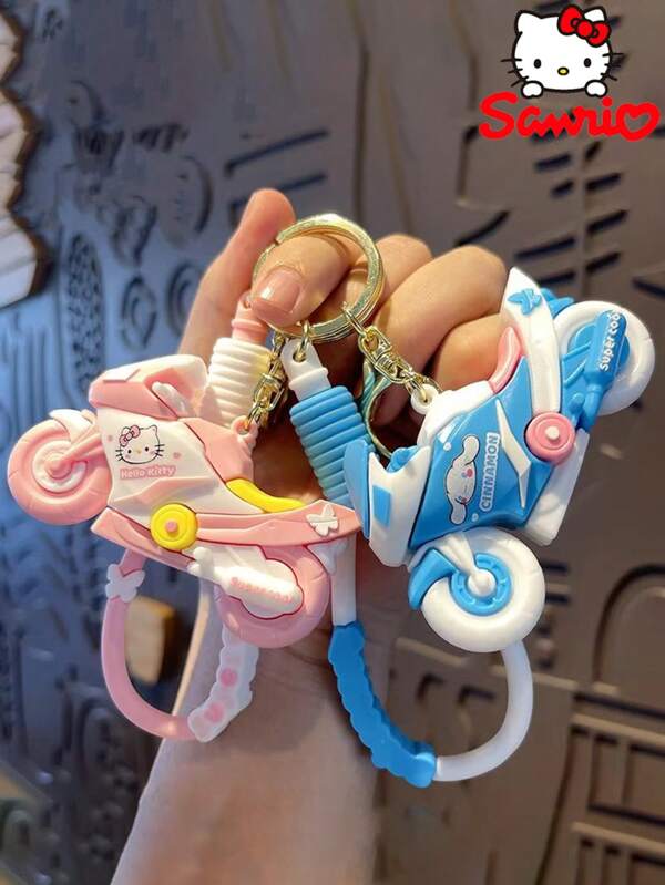 Sanrio Sanrio Licensed Hello Kitty & Friends Motorcycle Keychains - Kawaii Rubber/Metal Hybrid Design With 3D Anime Details, Durable For Backpacks/Travel/Gifts (Collectible Accessory For Teens & Sanrio Enthusiasts)