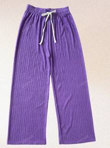 Kit de 3 pantalones de pierna amplia para mujer, multicolor, casual y elegante, tela de algodón y poliéster, bolsillos funcionales, ajuste de cintura natural con resorte y cordón, frescos y ligeros, ideales para temporadas de primavera, verano e inicios de otoño. Te llegarán 3 pantalones en colores al azar.