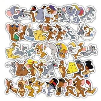 TOM AND JERRY. 60 件经典卡通动画汤姆和杰瑞涂鸦贴纸适用于自行车手账铅笔盒贴花、学校用品、返校