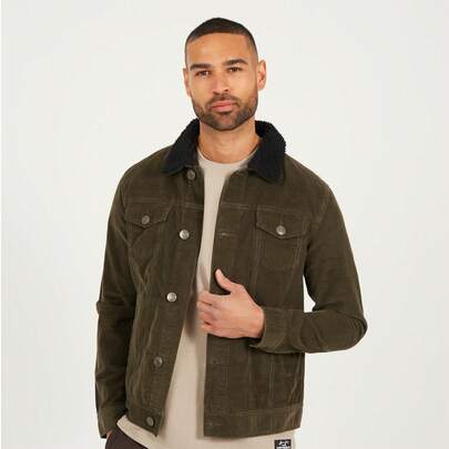 brave soul Cord Jacket With Borg Collar