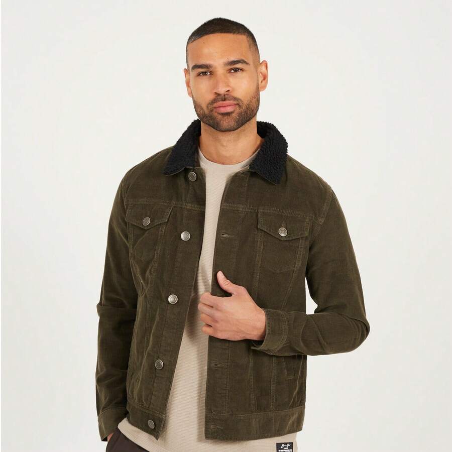 brave soul Veste à cordon avec col en fourrure synthétique